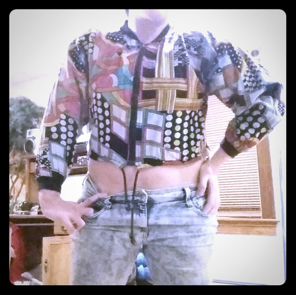 Vintage 80s patterns and polka dots cropped jacket - Picture 1 of 4